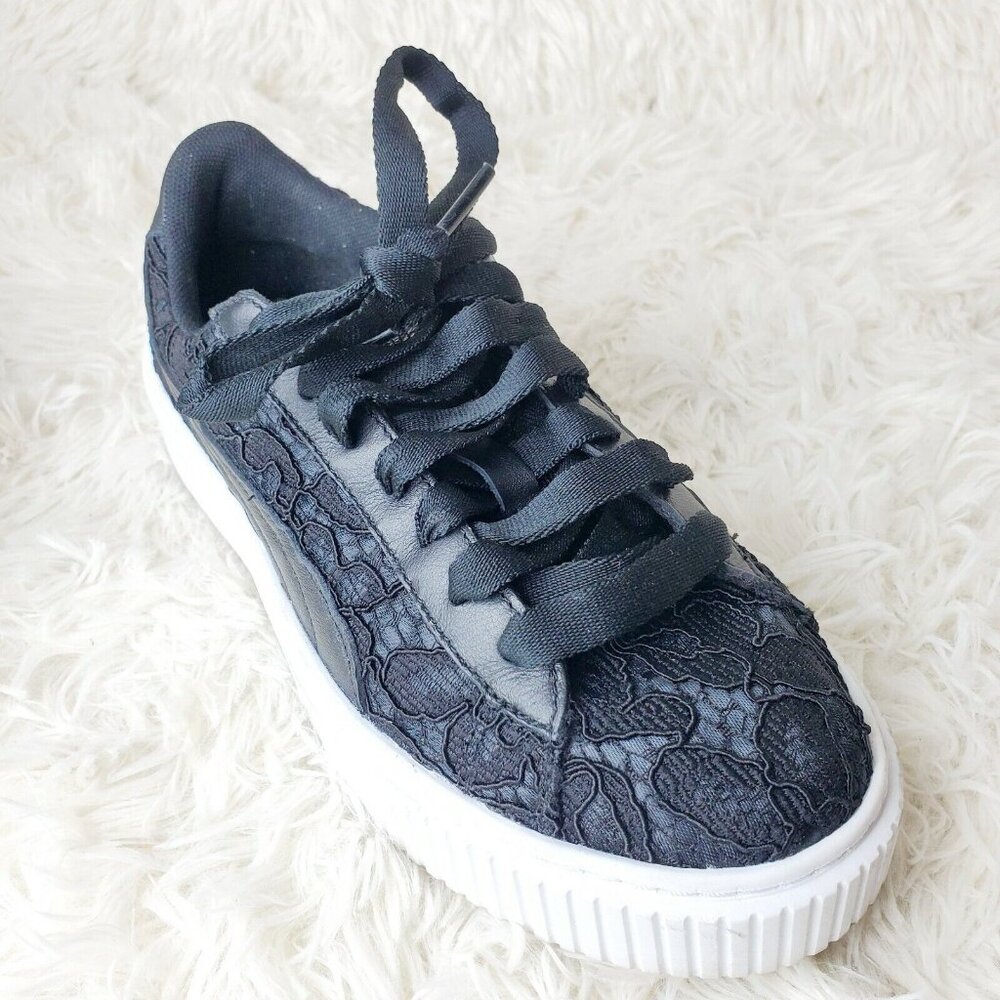 Puma Women's Basket Platform FO Sneakers Casual Shoes Black Size 6 EUC - Picture 2 of 7